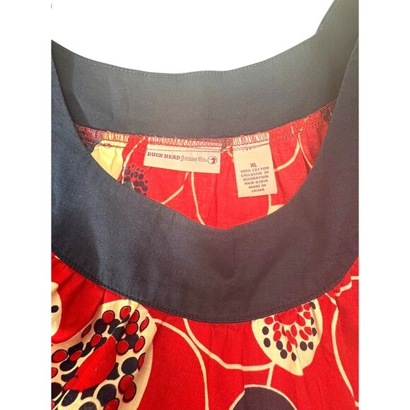 Duck Head Jeans Co Mod Cotton Shift Dress Floral Red White Blue July 4 Girls XL - Picture 2 of 8